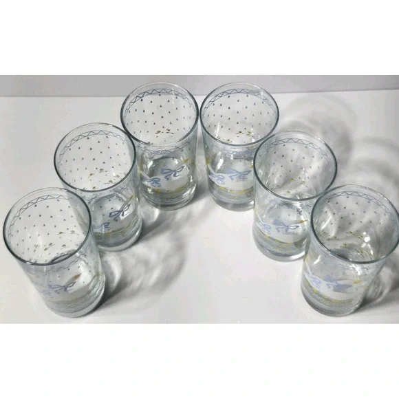 VINTAGE Set OF 6 FARM COUNTRY Goose Glass Tumblers 1987 Anchor Hocking Blue Bow - Picture 10 of 10
